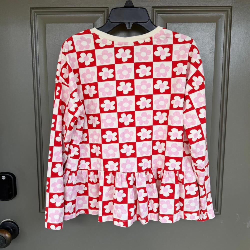 Hanna Andersson Floral Checkered Flounce Top 150cm 12 - Picture 3 of 4